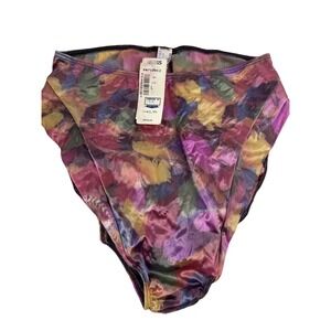 Vintage Olga Panties Size 7 Shiny Nylon Liquid Satin Silky High Cut Floral Panty